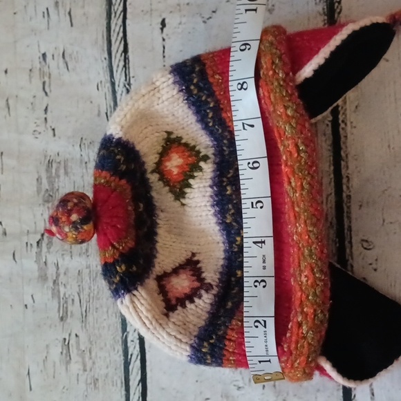 Invisible World Purple Red Children's Wool Cotton Knit Chullo Beanie Hat - Picture 5 of 9